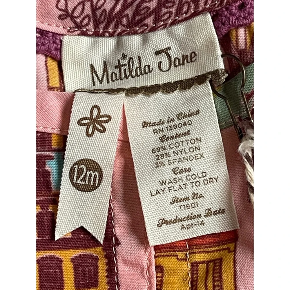 Matilda Jane Baby Girls Paris Eiffel Tower Pink Velvet Trim Dress 12M NWT T1501